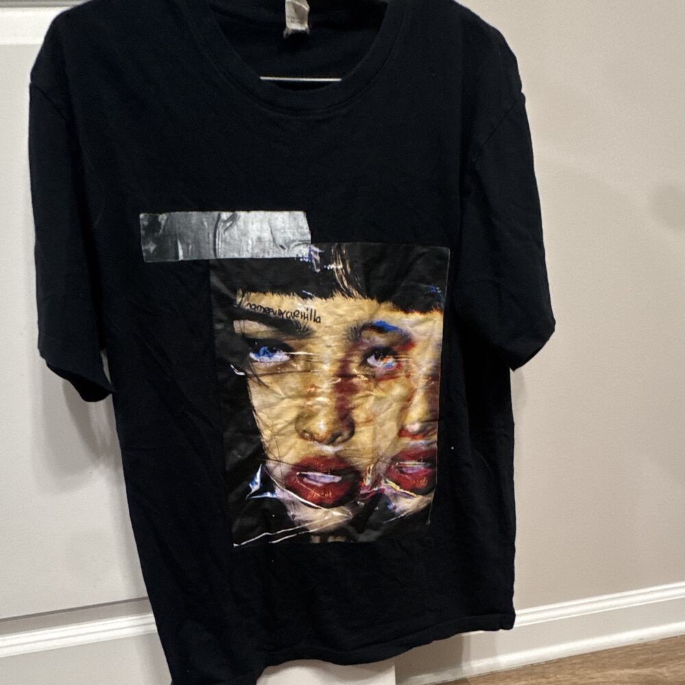 Caribbean Sea Black Cotton Knit Graphic Print Crew Neck Short Sleeve T-Shirt M
